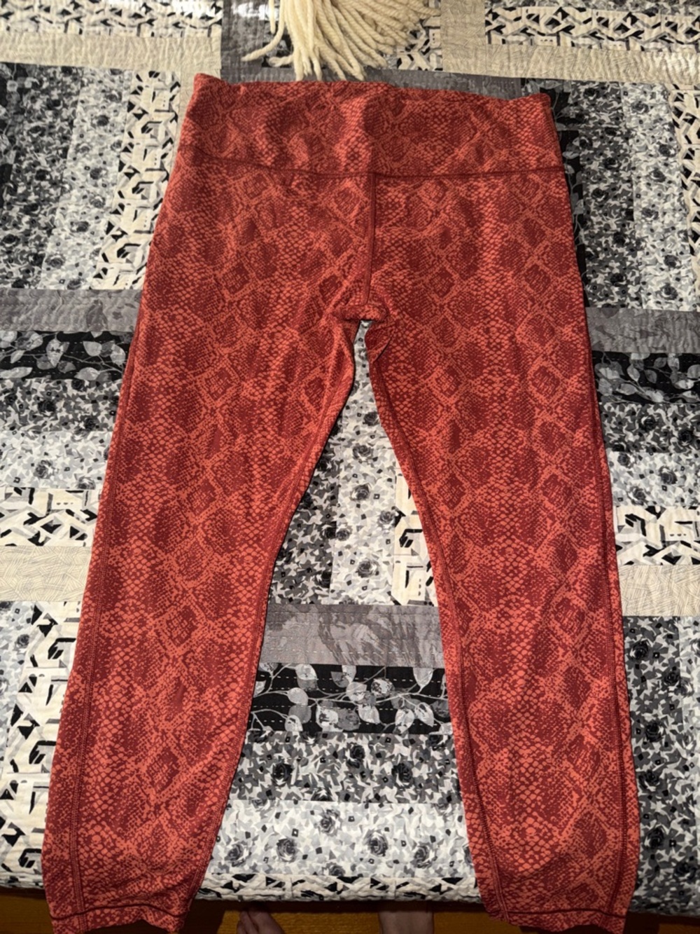 Athleta Rust Red Snake-Print Active Leggings